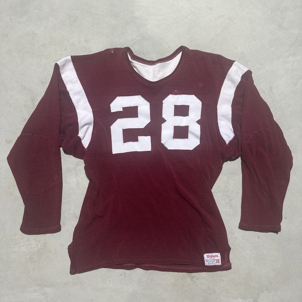 Vintage 1960s Maroon #28 Wilson Football Jersey SZ 38 Game Worn College Antique